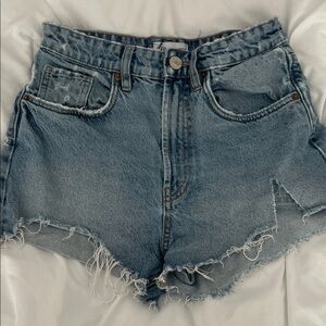 Zara Light Blue Distressed Jean Shorts